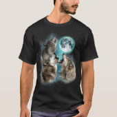 Howling Wolves Full Moon Forest Night Art Tee T-shirt (Voorkant)