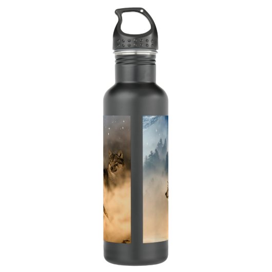 Howling Wolves Waterfles (Achterkant)