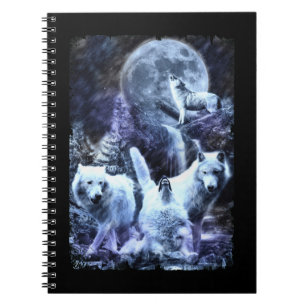Howling Wolves Winter Forest Animals Wolf Notitieboek