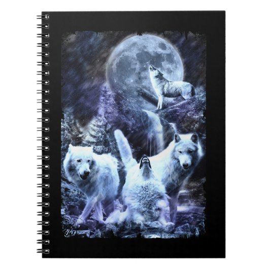 Howling Wolves Winter Forest Animals Wolf Notitieboek (Voorkant)