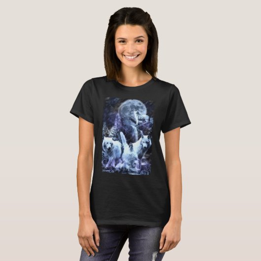 Howling Wolves Winter Forest Animals Wolf T-shirt (Voorkant volledig)