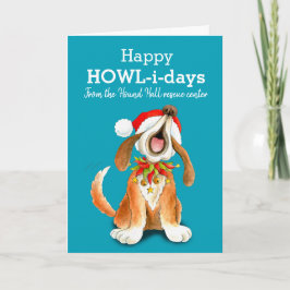 Howling zingende hond kunst business kerstkaart feestdagen kaart