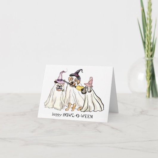 HOWLoween Cute Dog Ghosts Happy Halloween Feestdagen Kaart (Voorkant)