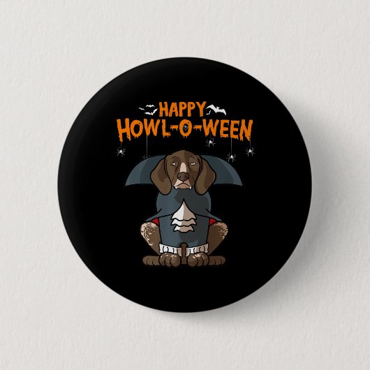 Howloween German Shorthaired Pointer Halloween Ronde Button 5,7 Cm (Voorkant)