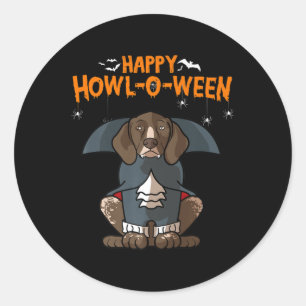 Howloween German Shorthaired Pointer Halloween Ronde Sticker