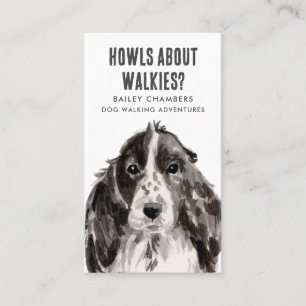 Howls Over Walkies Waterverf Dog Walker Visitekaartje