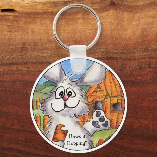 Hows it Hopping Cute Rabbit Sleutelhanger (Voorkant)
