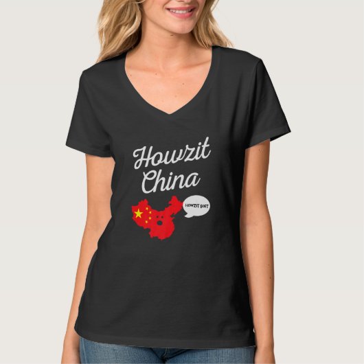 Howzit China Map South Africa Dad Joke T-shirt (Voorkant)