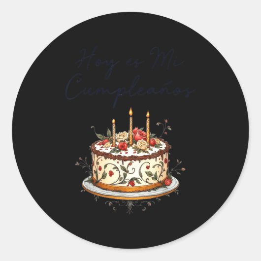 Hoy Es Mi Cumpleaños Con Cake Spanish Birthday Gif Ronde Sticker (Voorkant)