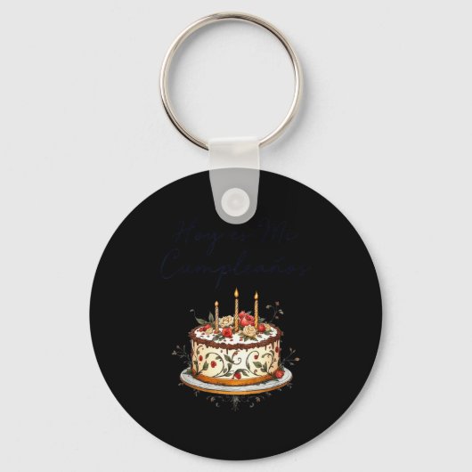 Hoy Es Mi Cumpleaños Con Cake Spanish Birthday Gif Sleutelhanger (Voorkant)