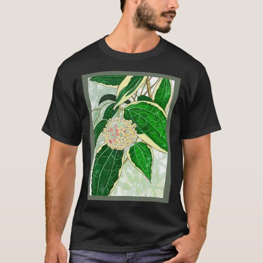 Hoya macrophylla _Variegata_ Huis Plant Art T-Shi T-shirt (Voorkant)
