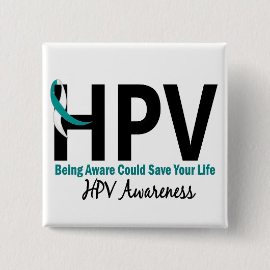 HPV-bewustzijn 3 Vierkante Button 5,1 Cm (Voorkant)