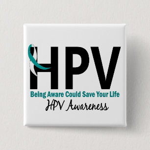 HPV-bewustzijn 3 Vierkante Button 5,1 Cm