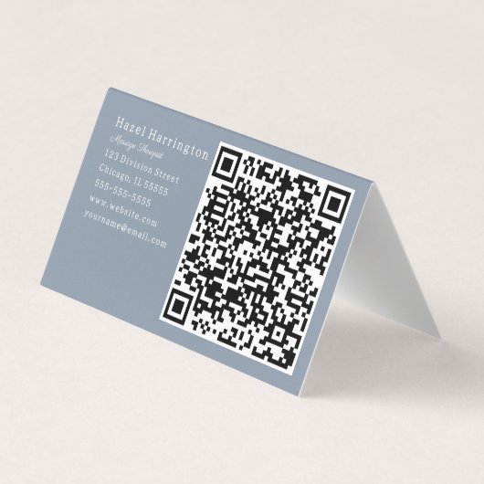 HQ Code Modern Floral Fold Visitekaartje Donkerbla (Achterkant)