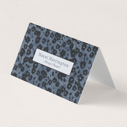 HQ Code Modern Floral Fold Visitekaartje Donkerbla (Voorkant)