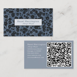 HQ Code Modern Floral Visitekaartje Donkerblauw