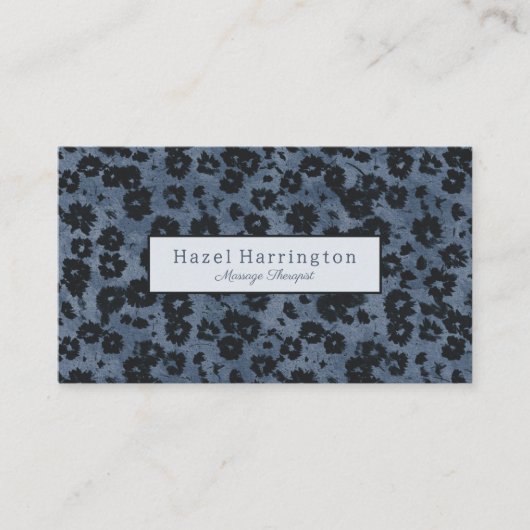 HQ Code Modern Floral Visitekaartje Donkerblauw (Voorkant)