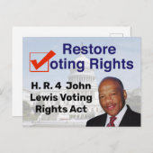 HR4 John Lewis Stemrechtwet Briefkaart (Voorkant / Achterkant)