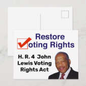 HR4 John Lewis Voting Rights Act Briefkaart (Voorkant / Achterkant)