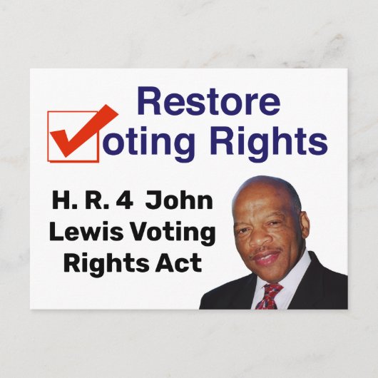 HR4 John Lewis Voting Rights Act Briefkaart (Voorkant)