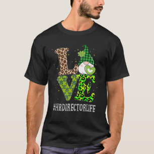 HR Director Love St Patricks Day Gnome Leopard Sha T-shirt