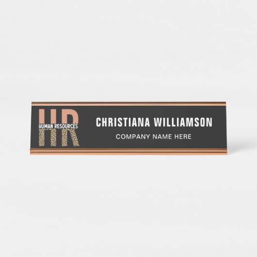 HR Human Resources Leopard Print HR Bureau Naambordje (Voorkant)