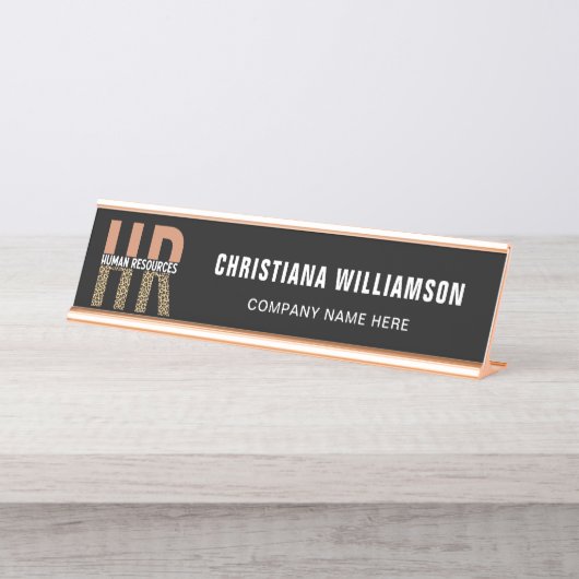 HR Human Resources Leopard Print HR Bureau Naambordje (Voorkant)