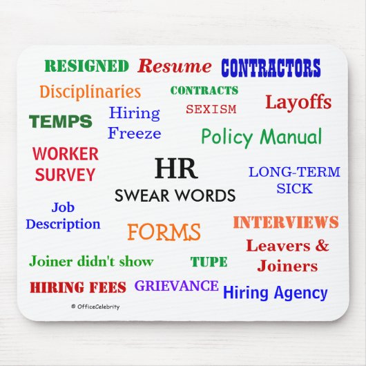 HR Human Resources Swear Words Funny & Annoying Muismat (Voorkant)