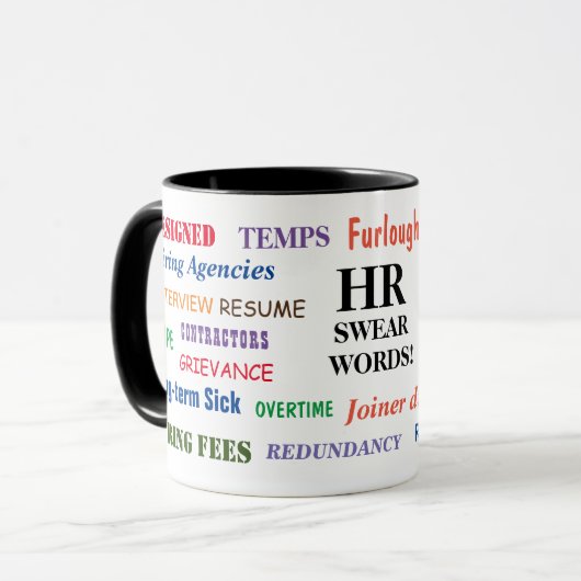 HR Human Swear Words Annoyely Funny Gift Mok (Voorkant links)