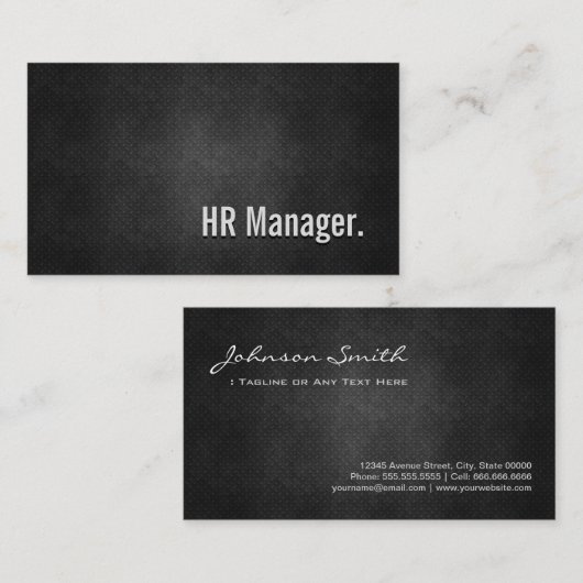 HR Manager Cool Black Metal Simpliciet Visitekaartje (Voorkant / Achterkant)