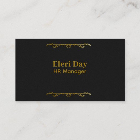 HR Manager Elegant Black Visitekaartje (Voorkant)