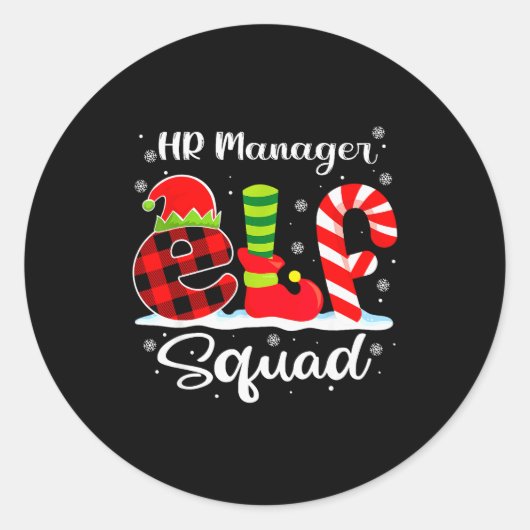 Hr Manager Elf Squad Kerst Wervingsmatching Ronde Sticker (Voorkant)