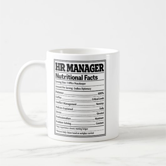HR Manager Nutritional Facts Funny Office Gift Koffiemok (Links)