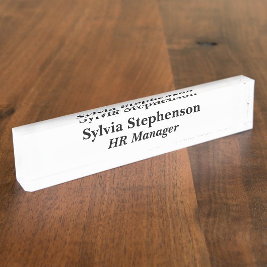 HR Manager White Acrylic Naambordje (Zijkant)