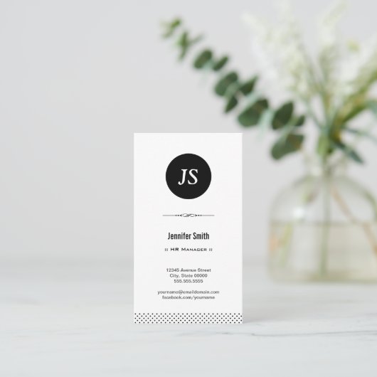 HR Manager - Zwart wit reinigen Visitekaartje (Staand voorkant)