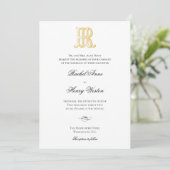 HR Monogram of RH Monogram Wedding Invitaties Kaart (Staand voorkant)