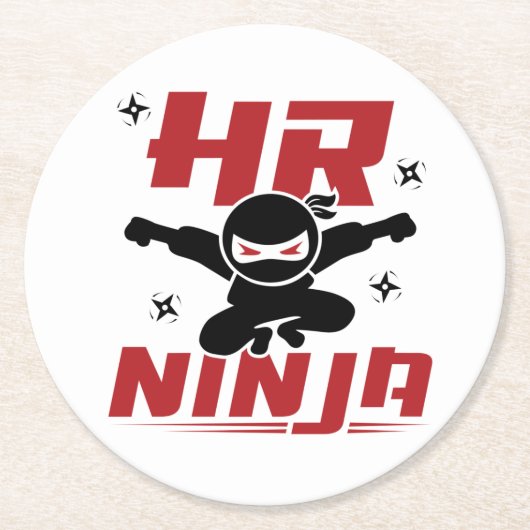 HR Ninja Human Resources Ronde Kartonnen Onderzetter (Voorkant)