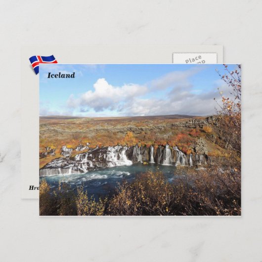 Hraunfossar, IJsland (B) Briefkaart (Voorkant / Achterkant)
