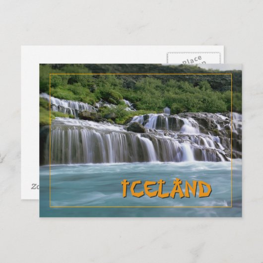 Hraunfossar IJsland Briefkaart (Voorkant / Achterkant)