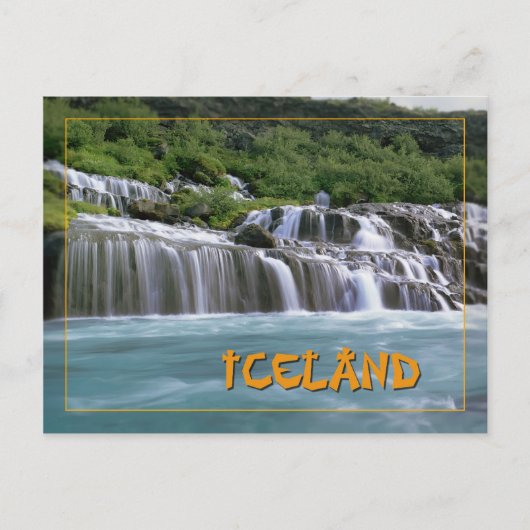 Hraunfossar IJsland Briefkaart (Voorkant)