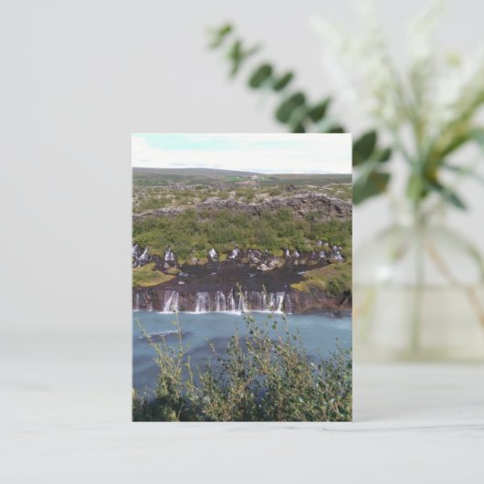 Hraunfossar waterval in IJsland Briefkaart (Staand voorkant)