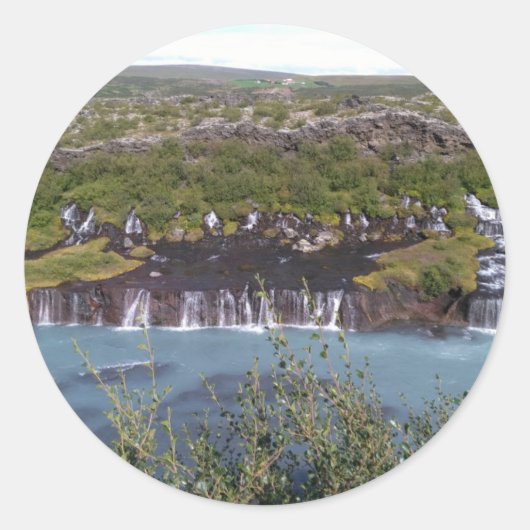 Hraunfossar-waterval in IJsland rond de sticker (Voorkant)