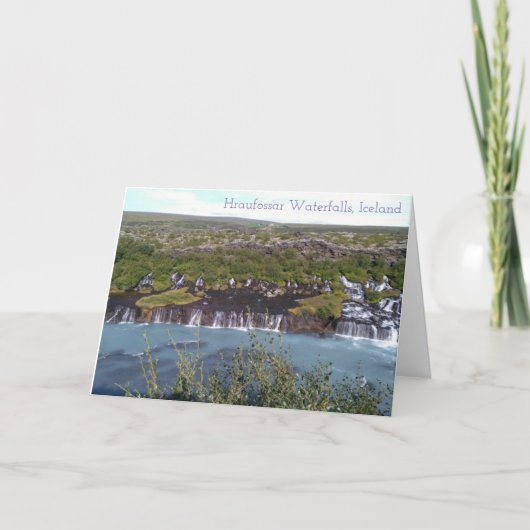 Hraunfossar-waterval in IJsland wenskaart Kaart (Voorkant)