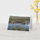 Hraunfossar-waterval in IJsland wenskaart Kaart (Gele Bloem)