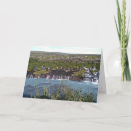 Hraunfossar-waterval in IJsland wenskaart Kaart