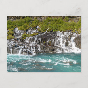 Hraunfossar-watervallen - Western IJsland Briefkaart