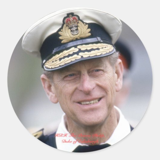 HRH De prins Philip van Edinburgh Ronde Sticker (Voorkant)