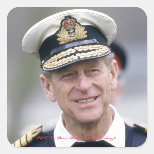 HRH De prins Philip van Edinburgh Vierkante Sticker (Voorkant)