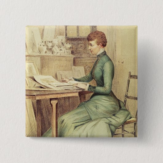 HRH De prinses van Wales Vierkante Button 5,1 Cm (Voorkant)