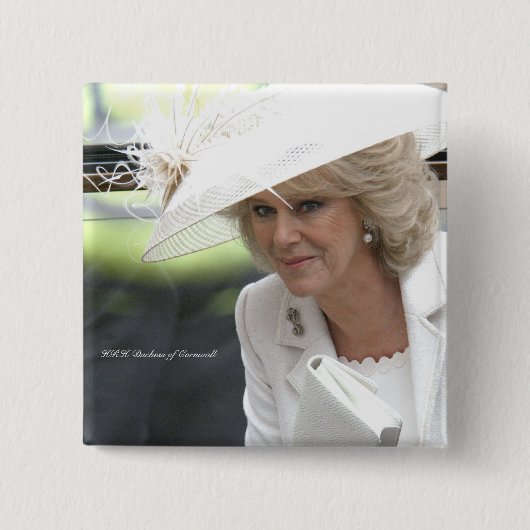 HRH Duchess van Cornwall Vierkante Button 5,1 Cm (Voorkant)